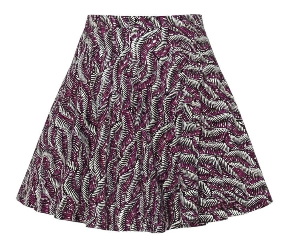 Frances & Benedict Sz S Full Pleated Skirt African Block Print Purple Cotton